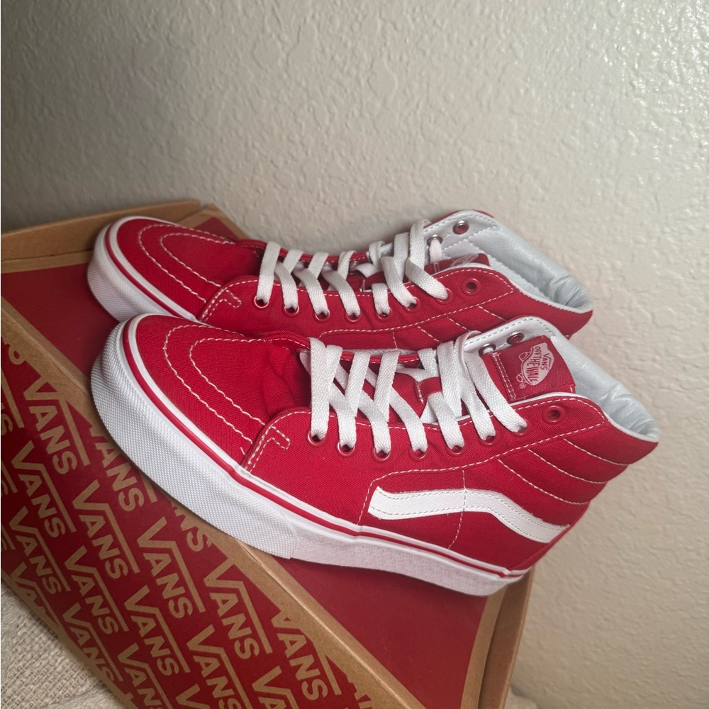 Vans Red and White High-Tops